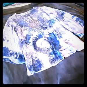 JM collection blue long-sleeved top